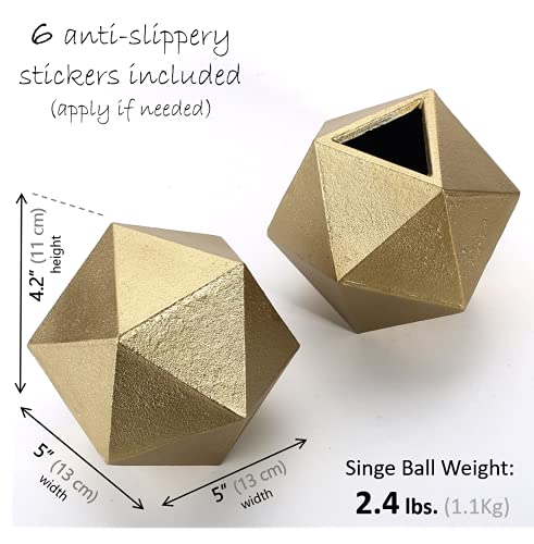 Ambipolar Gold Geometric Bookends Set - Modern Cast Iron Desk & Shelf Decor