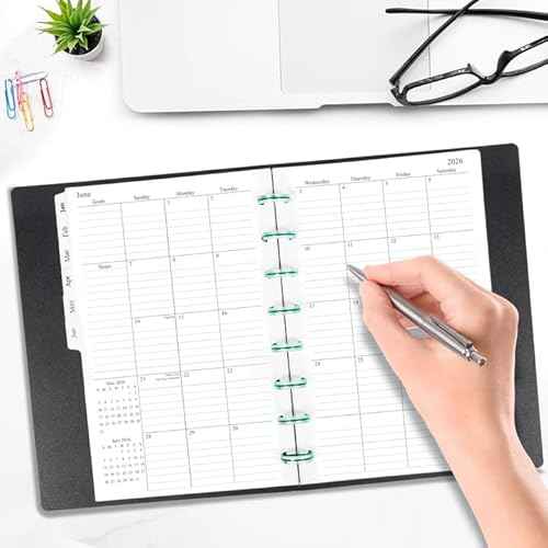 2026 Monthly Planner Refill, A5 Medium Size Planner Inserts for 8-Disc Discbound, 5.5"x8.5", Jan. 2026 - Dec. 2026, 12 Monthly Calendars with Laminated Tabs