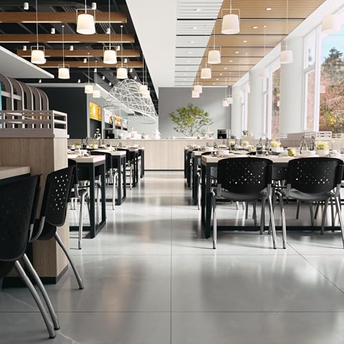 Flash Furniture HERCULES Series 880 lb. Capacity Black Plastic Stack Chair with Titanium Gray Powder Coated Frame
