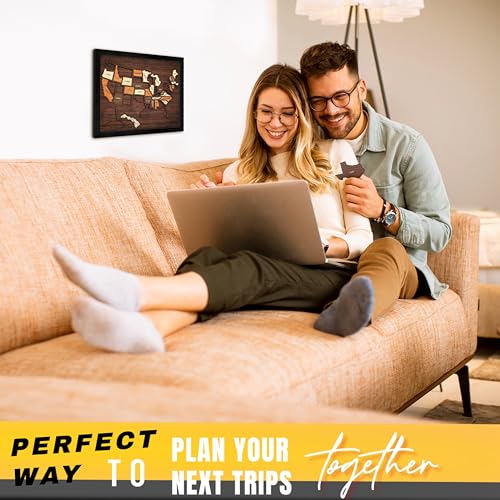 Finelife USA Travel Map Puzzle 13x11 Wooden Interactive Country Map for Couples & Families - Medium, Mixed Puzzle