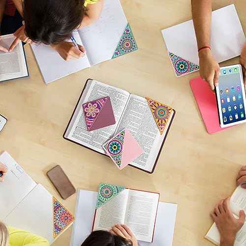 6 PCS Diamond Art Bookmarks, Diamond Painting Bookmarks for Book Lovers 5D DIY Bookmark Corner Bookmark Adults Crafts Diamond Art Kits for Adults Kids Home Office Beginner Adults Gift