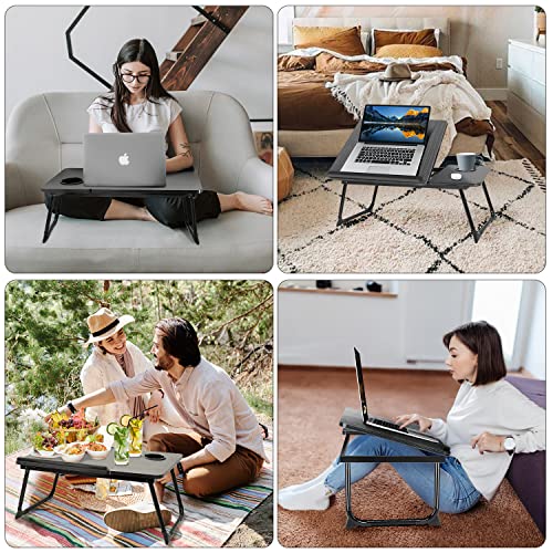 EYdoter Black Adjustable Laptop Desk for Bed Couch, Portable Foldable Bed Table