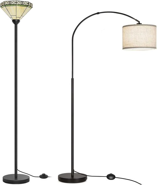 Seaside Village Tiffany Floor Lamp & Arc Floor Lamp Set - Elegant Lighting for Any Room