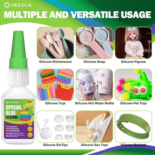 INSOIA Clear Silicone Glue 20g with Precision Tips - Strong Waterproof Bond