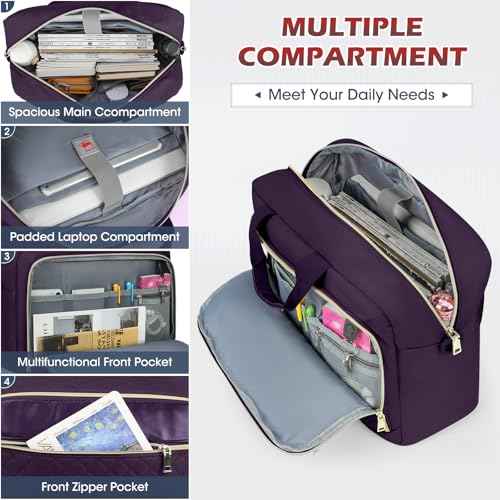 NEWHEY Laptop Bag 17.3 Inch Laptop Briefcase for Women Men Waterproof Shoulder Messenger Bag Large Computer Bag for Business Office Work College, Purple