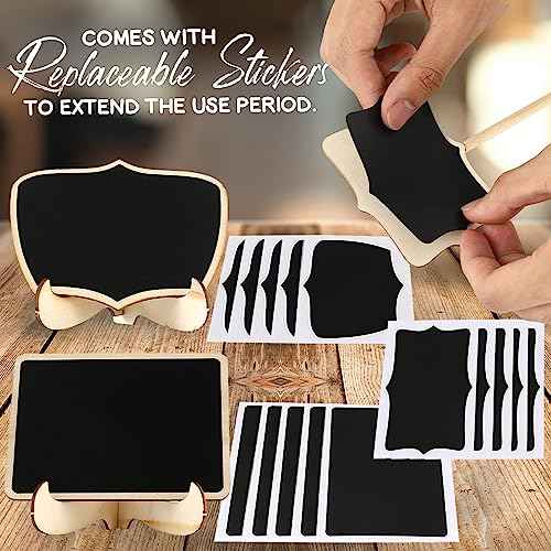 Mini Chalkboard Signs 30 Pack, Small Food Labels or Name Cards for Party Buffet Table with Wooden Stand for Wedding, Baby Shower, Mimosa Bar Supplies and Charcuterie Boards Accessories with 2 Pens