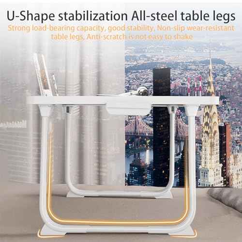 Laptop Desk for Bed, Laptop Bed Tray Table, Foldable Lap Tablet Table with Storage Drawer and Bookstand, Lap Desks Bed Trays for Sofa Couch Floor (Silver)
