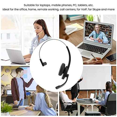 Bluetooth Cordless Headset, Mono Telephone Headset with Rotatable Microphone, 11h Talk Time, All Day Comfort Design, Single Ear Call Center Headset for Office Home
