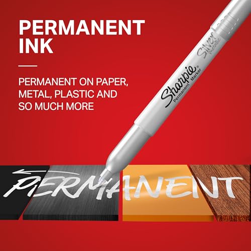Sharpie Metallic Permanent Markers - Fine Point Silver, Pack of 2, for Dark & Light Surfaces