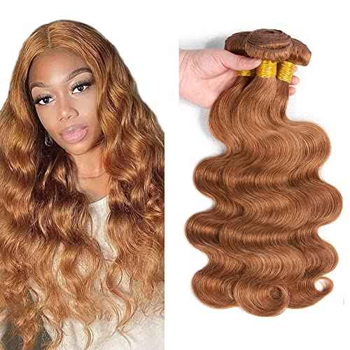 #30 Brown Bundles Body Wave Bundles Human Hair 16 18 20 Inch Light Brown Body Wave Bundle Unprocessed Brazilian Virgin Weave Hair 3 Bundle 50 Gram Per Bundle