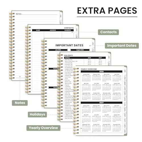 2026 Planner - Weekly and Monthly Planner, January 2026 to December 2026, Spiral Bound 2026 Calendar Planner Book, Inner Pocket, Perfect for Office Home School Supplies - A5 (6.3" x 8.5"), Green