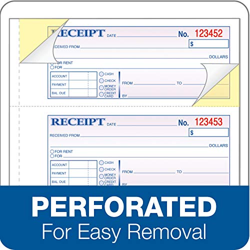 TopS 3-Part Money/Rent Receipt Book, Carbonless, 11 x 7 5/8 in, 4 Receipts/Page