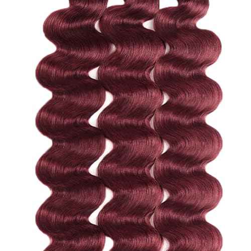 #99J Burgundy Bundles Human Hair Body Wave Bundles 14 16 18 Inch Wine Red Body Wave Bundle Unprocessed Brazilian Virgin Weave Hair 3 Bundle 50 Gram Per Bundle
