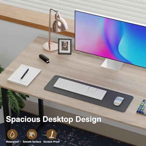 FDW 47 inches Computer Desk/Home Office Desk/Writing Study Table/Modern Simple Style PC Desk with Metal Frame,Nature