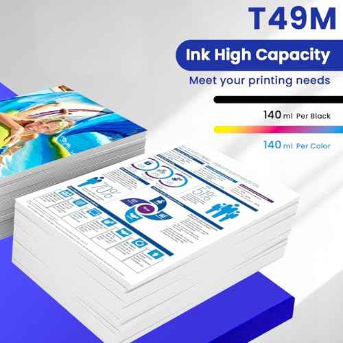 560ML T49M Sublimation Ink for T49M1 T49M2 T49M3 T49M4 Black Cyan Magenta Yellow Ink Bottles for SureColor F170 SC-F170 Surecolor F570 SC-F570 Printers, 4 Pack T49M Ink Refills