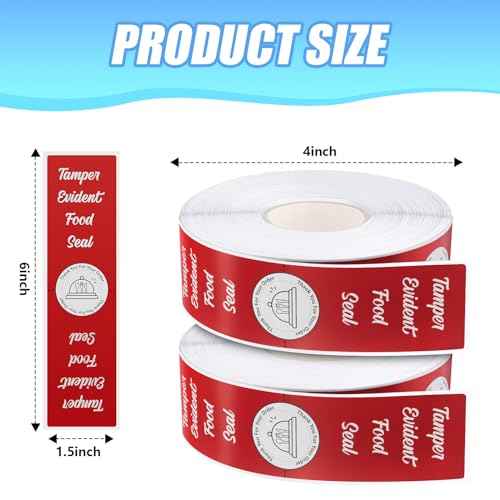 1000 Pieces Tamper Evident Stickers for Food Delivery 1.5 x 6 Inches Red Tamper Seal Proof Tape Safe Labels Sealed for Freshness Drink Food Container Pizza Boxes