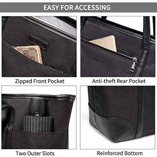 VASCHY Laptop Bag for Women, 15.6-17 Inch Lightweight Water Resistant Travel, Work,Teacher Tote Bag w Luggage Strap