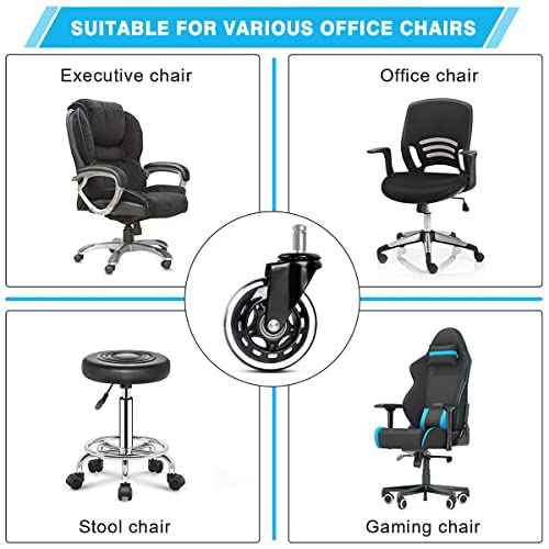 Office Chair Caster Wheels Replacement, Heavy Duty Casters Safe for All Floors,Without Chair Mats. 3" Office Furniture Casters Replacement,Universal Fit (3set,15pcs)