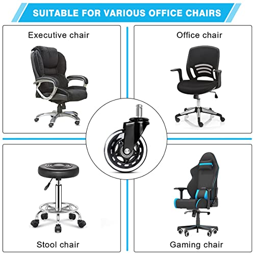 Office Chair Caster Wheels Replacement, Heavy Duty Casters Safe for All Floors,Without Chair Mats. 3" Office Furniture Casters Replacement,Universal Fit (4set,20pcs)