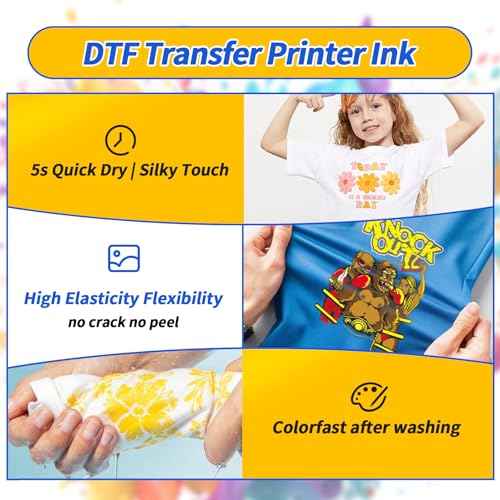 No Sediment DTF White Ink, 500ML White DTF Transfer Ink for PET Film, with Bottle Opener, Anti Clogging Heat Transfer Ink for Epson ET-8550, L1800, L800, R2400, P400, P800, XP15000 (500ml)