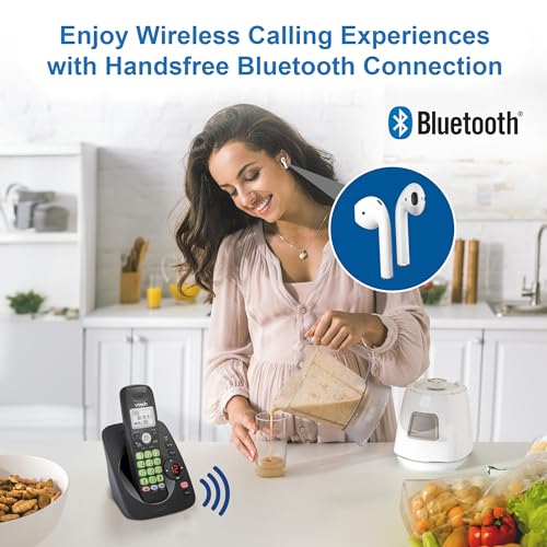VTech VG134-11 Black DECT 6.0 Cordless Phone with Bluetooth & Answering Machine