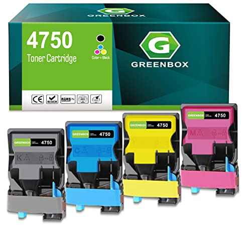 GREENBOX Compatible 4750 High Yield Toner Cartridge Replacement for Konica Minolta 4750 A0X5130 A0X5430 A0X5330 A0X5230 for Magicolor 4750 4750DN 4750EN Printer Toner Cartridge(4 Pack)