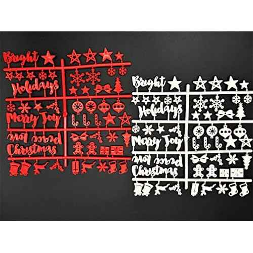 Christmas Letter Set for Changeable Felt Letter Boards, 3/4" Characters (Includes Christmas Symbols, Full Holiday Words) & Burlap Storage Bag (Red/White (Christmas))