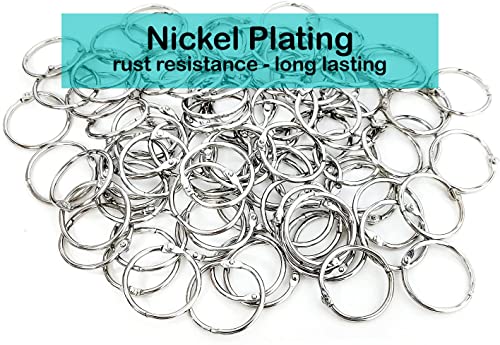 EXTRIC 1.5 Inch Binder Rings - 100 pcs Silver, Nickel-Plated, 175-Sheet Capacity