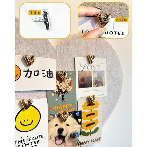 30 pcs - Heart Decorative Pins, Gold Cute Pins for Bulletin Board, Office or Home (30Pcs-Gold)