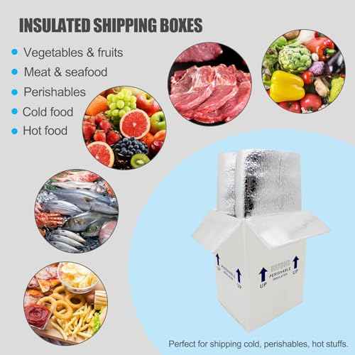 7x6x10¡° Small Insulated Shipping Boxes for Frozen Food, 8 Pack Double Insulated Carton with Aluminum Foil Insulated Bag Liner, Reusable Perishable Shipper Cooler Packaging Box
