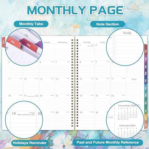 2026 Planner - 2026 Planner Weekly and Monthly, January 2026 - December 2026, 8.5" x 11", Calendar Planner 2026 with Colorful Monthly Tabs, Twin-wire Binding, Holidays, Back Pocket