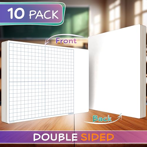 SCRIBBLEDO 10 Pack Dry Erase Graph Whiteboard 11"x14" Double Sided Dry Erase Board with Grid for Home School Classroom Kids and Students Portable Grid Board for Graphing and Geometry Coordinate Plane