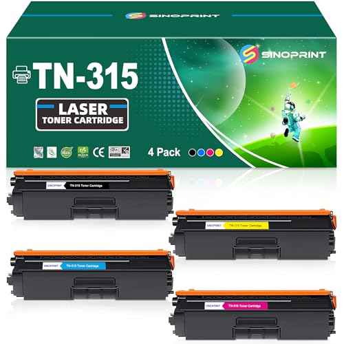 TN-310 Toner Cartridge Replacement for Brother TN336 TN310 TN315 TN331 Works for HL-4150CDN HL-4570CDW MFC-9970CDW Printer(BCMY, 4-Pack)