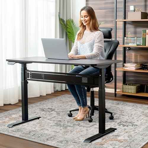 48"x60" Office Chair Mat for Hardwood Tile Floor, Under Desk Carpet Protector for Rolling Computer Chair Mat, Machine Washable Area Rug, Anti-Slip 1/5" Thick Low Pile Thin Vinyl Floor Mat, Taupe