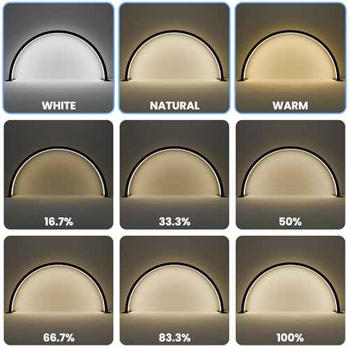Large Half Moon Light for Nail Desk, 30" 48W Professionals Led Light, Desk Lamp for Lash Eyelash Extension,Makeup Desk lamp,Color Temperature 2700K-6000K, Salon&Home(Black Diamond)