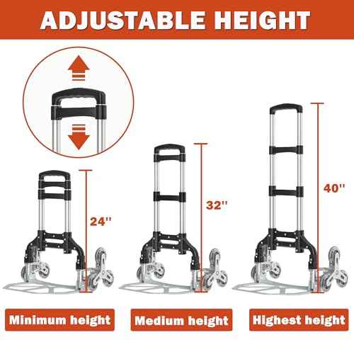 200LB Stair Climbing Cart, Folding Hand Truck Dolly, Grocery Shopping Cart with Mute Wheels, Aluminum Hand Truck for Luggage, Travel, Shopping