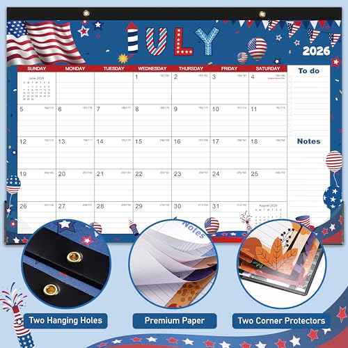 2026 Desk Calendar - Jan 2026 - Dec 2026, 2026 Calendar, 17" x 12", 12 Months Calendar, Seasonal Desktop Calendar, Notes Section