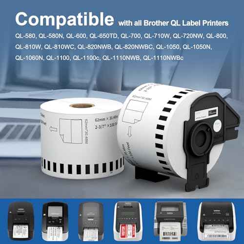 DK-2205 Continuous Labels 12 Rolls Replacement for Brother DK-2205 (2.4 in x 100 ft) Compatible with Brother ql Label Printer QL-800 QL-820NWB QL-810W 1110NWB