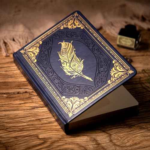 CAGIE 320 Pages Thick Hardcover Journaling Notebooks Vintage Leather Journal for Women Men A5 College Ruled Journals for Writing with Gift Box, 5.7 x 8.3 in, Blue