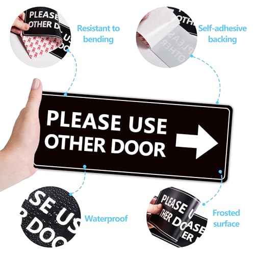 2Pack Use Other Door Sign£¬Self-Adhesive Weatherproof Vinyl Please Use Other Door Sticker, Left Right Arrow Entrance Sticker Sign for Home,Office, Business, School, Store, Restaurant