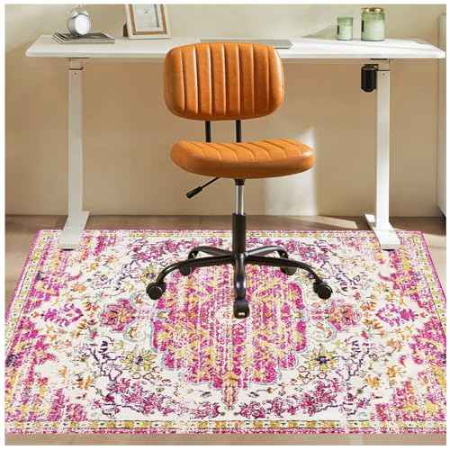 Office Chair Mat for Hardwood Floor, 36"x48" Anti-Slip Desk Chair Mat for Hard Floors, Under Desk Computer Rug for Rolling Chair, Easy Glide Floor Protector Mat for Home Office(Pink)