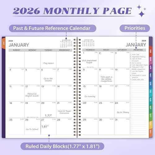2026 Appointment Book/Planner - 8.2" x 11", Daily Planner 2026 from Jan. 2026 - Dec. 2026, 2026 Daily Hourly Planner with 30-Minute Interval, 12 Monthly Tabs, Back Pocket
