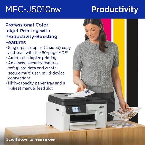 Brother INKvestment 5010 Wireless Color Inkjet All-in-One Printer with Touchscreen