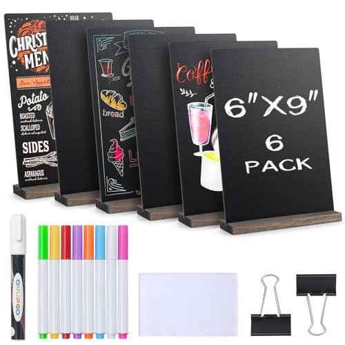 ONUPGO Mini Chalkboard Signs, 6 x 9 Inch Vintage Tabletop Chalk Board Sign with Base Stands - Double Side Mini Menu Boards Small Food Signs for Party Buffet Wedding Bar and Restaurant
