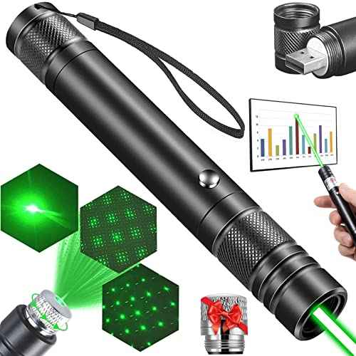 Green Laser Pointer High Power, USB Rechargeable Green Laser High Power Pointer Long Range Laser Pointer Laser Light Pointer for Presentations