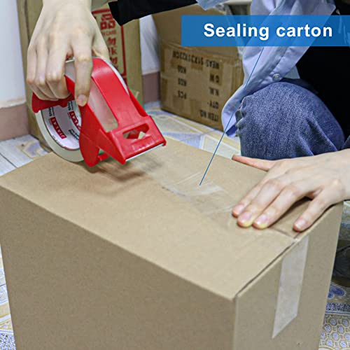 6 Rolls Heavy Duty Clear Packing Tape with Refillable Dispenser - Industrial Grade Shipping & Moving Tape, 1.88" x 55 Yards