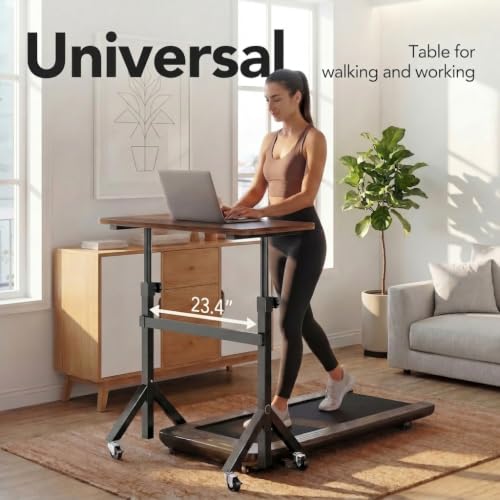 HUANUO Black Walnut Adjustable Height Mobile Standing Desk 28-46 Inches