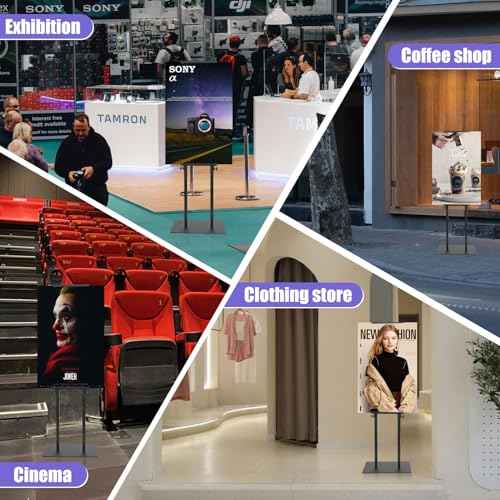 Poster Stand for Display - Double Sided Banner Board Holder w/ Non-Slip Heavy Duty Base, Adjustable Height Up to 80 inch, Standing Sign Holder for Foam Display (1 Pack)