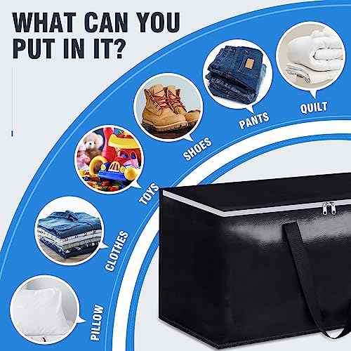 BlissTotes Moving Bags, Heavy Duty Moving Boxes with Zippers Top and Sturdy Handles, Storage Bags for Space Saving and Packing, Collapsible Moving Supplies, Storage Totes (93L, 8-Pack, Black)