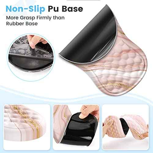 HAOCOO Keyboard Wrist Rest, Ergonomic Mouse Pad with Wrist Rest, 3 in 1 Keyboard and Mouse pad with Coaster Set, Memory Foam Wrist Support, Non-Slip PU Base for Home Office, Rose Gold Pink
